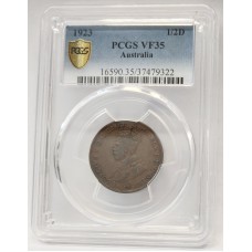 AUSTRALIA 1923 . HALF 1/2 PENNY . PCGS GRADED VF35